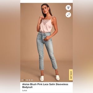 Lulu’s Aloise Blush Pink Lace Satin Sleeveless Bodysuit